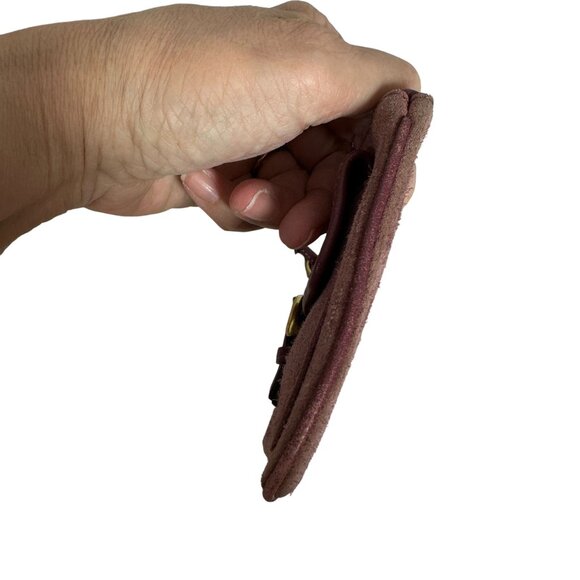 Vintage Coach SOHO Burgundy Purple Suede Buckle Wristlet Mini Bag Signature - Picture 7 of 11